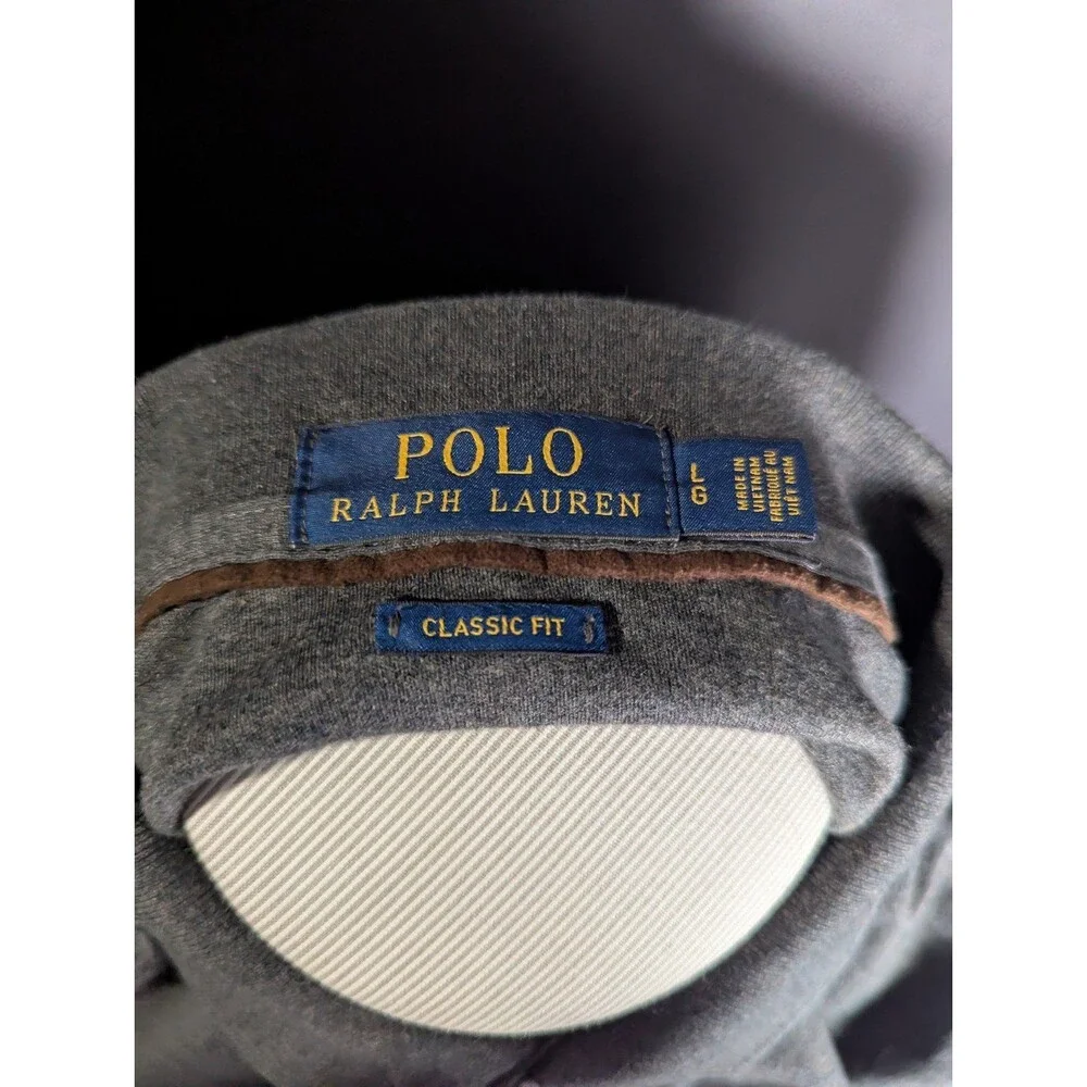 Men Polo Ralph Lauren Classic Fit Size Large Charcoal Grey Long Sleeve